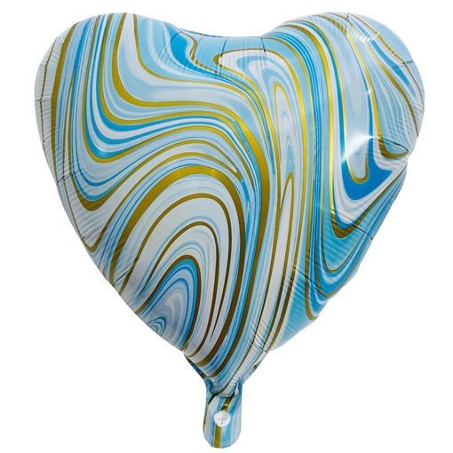 Picture of MARBLE HEART FOIL BALLOON BLUE 18INCH